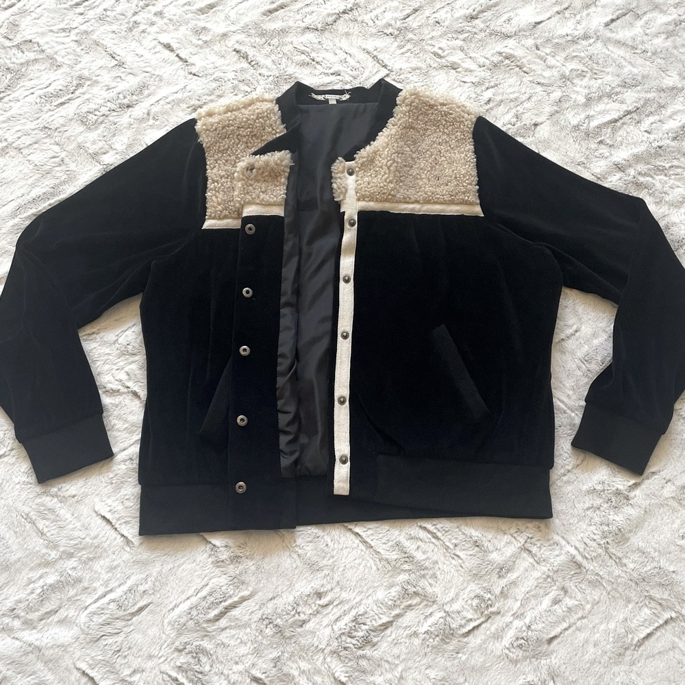Women’s Black Bomber Coat by Gimmicks, Size L